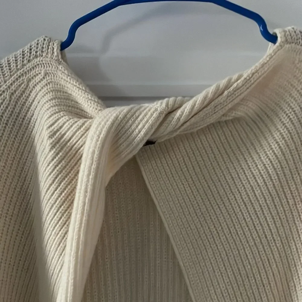 Theory Cream Colored Cashmere Twylina Open Back Sweater